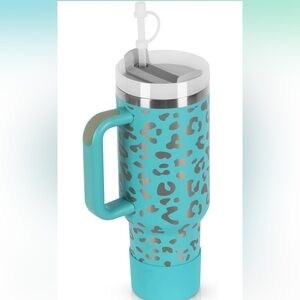 40oz teal leopard print tumbler